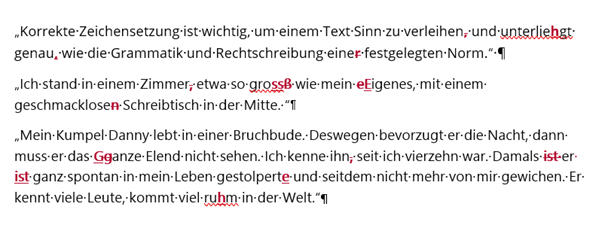 Bild von einer Rechtschreibprüfung in Word mit Nachverfolgung